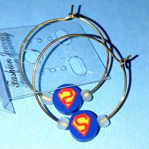 Handmade earrings Superman - Picture 1 of 2